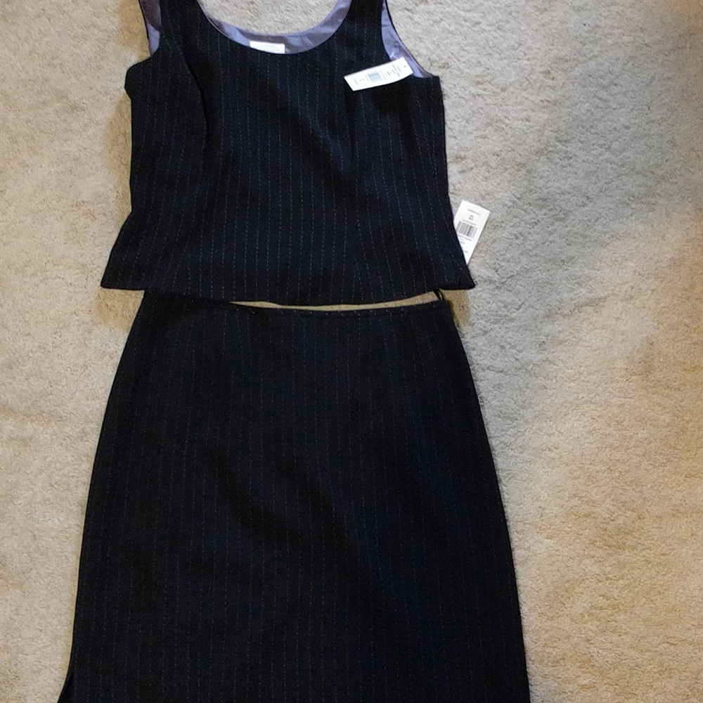 Tahari Black and Purple Knee-Length Pencil Skirt Set